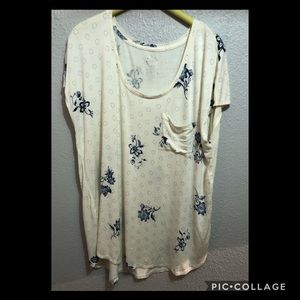Off White with Blue Flowers Shirt